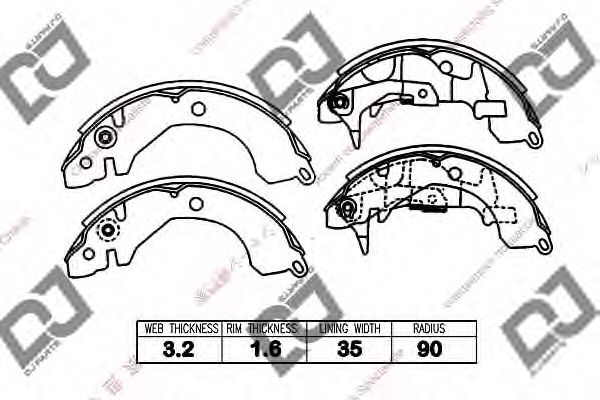 DJ PARTS BS1353 Тормозные колодоки для MITSUBISHI LANCER IV (Митсубиши/митсубиси Ланcэр иv) DJ PARTS BS1353 Тормозные колодоки для MITSUBISHI LANCER IV (Митсубиши/митсубиси Ланcэр иv)