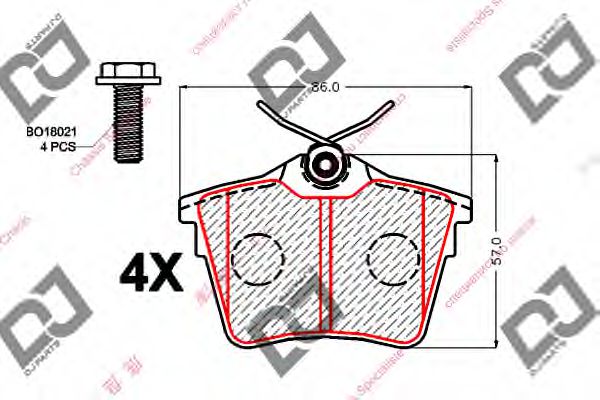 DJ PARTS BP2124 Тормозные колодки для PEUGEOT 407 (Пежо 407) DJ PARTS BP2124 Тормозные колодки для PEUGEOT 407 (Пежо 407)