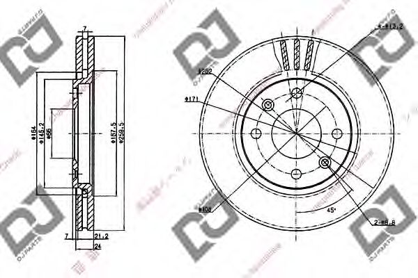 DJ PARTS BD1183 Тормозной диск для PEUGEOT 406 (Пежо 406) DJ PARTS BD1183 Тормозной диск для PEUGEOT 406 (Пежо 406)