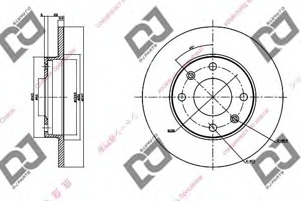 DJ PARTS BD1271 Тормозной диск для PEUGEOT 205 II (Пежо 205 2) DJ PARTS BD1271 Тормозной диск для PEUGEOT 205 II (Пежо 205 2)