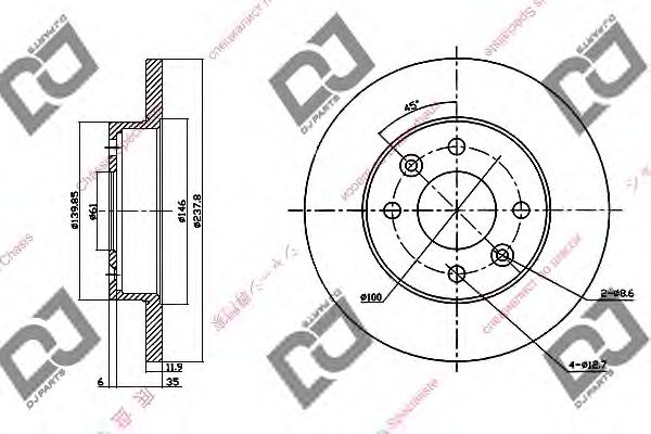 DJ PARTS BD1273 Тормозной диск для RENAULT ENCORE (Рено Энcорэ) DJ PARTS BD1273 Тормозной диск для RENAULT ENCORE (Рено Энcорэ)