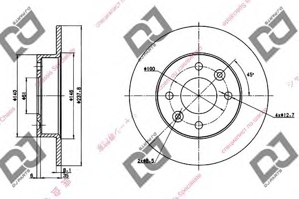 DJ PARTS BD1275 Тормозной диск для RENAULT SUPER 5 (Рено Супэр 5) DJ PARTS BD1275 Тормозной диск для RENAULT SUPER 5 (Рено Супэр 5)
