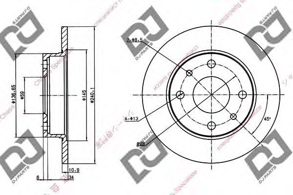 DJ PARTS BD1300 Тормозной диск для FIAT (Фиат) DJ PARTS BD1300 Тормозной диск для FIAT (Фиат)