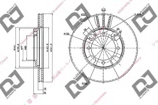 DJ PARTS BD1749 Тормозной диск для MITSUBISHI SPACE WAGON (Митсубиши/митсубиси Спэйс вагон) DJ PARTS BD1749 Тормозной диск для MITSUBISHI SPACE WAGON (Митсубиши/митсубиси Спэйс вагон)