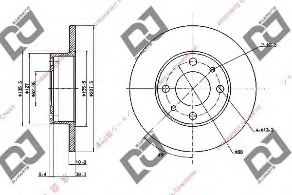 DJ PARTS BD1654 Тормозной диск для SEAT (Сеат) DJ PARTS BD1654 Тормозной диск для SEAT (Сеат)