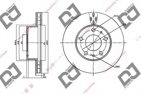 DJ PARTS BD1525 Тормозной диск для FIAT (Фиат)