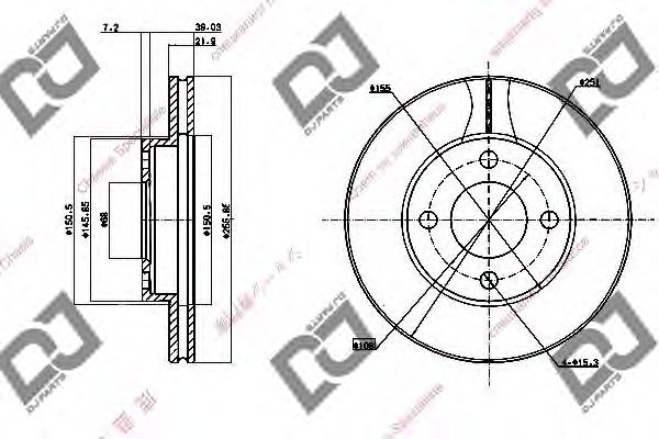 DJ PARTS BD1581 Тормозной диск для AUDI 100 (Ауди 100) DJ PARTS BD1581 Тормозной диск для AUDI 100 (Ауди 100)