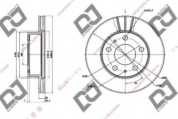 DJ PARTS BD1470 Тормозной диск для FIAT (Фиат)