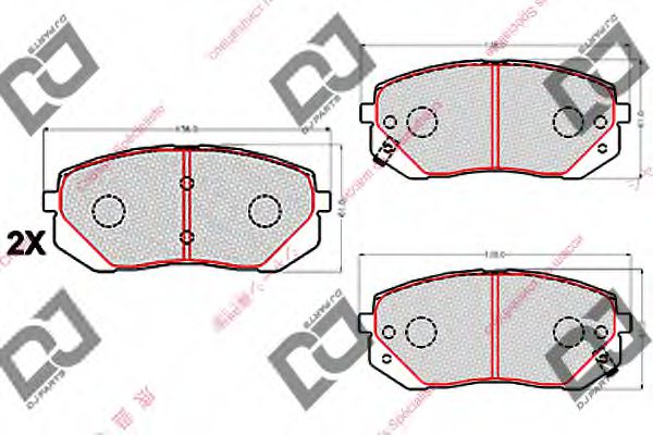 DJ PARTS BP2164 Комплект тормозных колодок, дисковый тормоз 