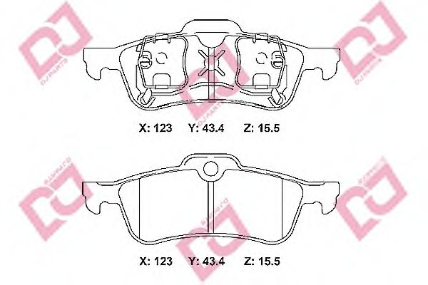DJ PARTS BP2296 Комплект тормозных колодок, дисковый тормоз 