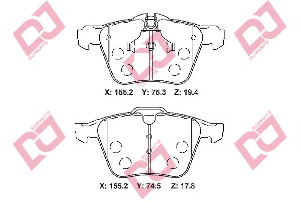 DJ PARTS BP2299 Комплект тормозных колодок, дисковый тормоз 