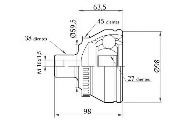 KSH-KOSHIMO 1860.0068007 Шарнирный комплект, приводной вал 