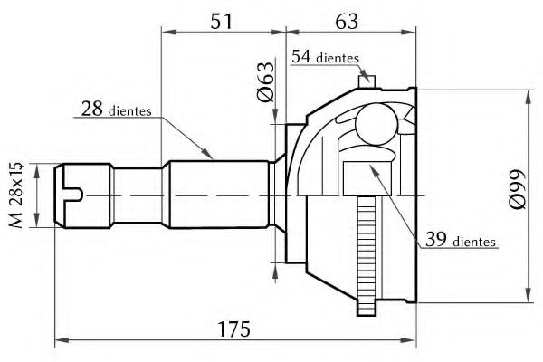 KSH-KOSHIMO 1860.0068001 Шарнирный комплект, приводной вал 