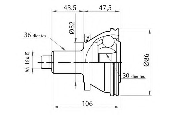 KSH-KOSHIMO 1860.0068015 Шарнирный комплект, приводной вал 
