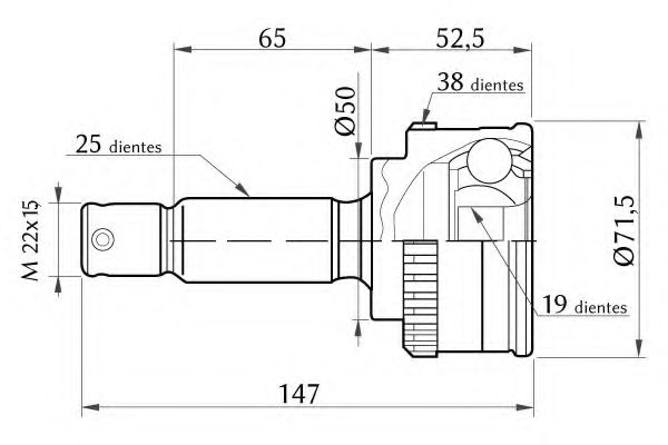 KSH-KOSHIMO 1860.0068019 Шарнирный комплект, приводной вал 