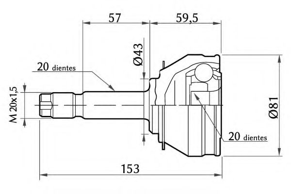KSH-KOSHIMO 1860.0068020 Шарнирный комплект, приводной вал 