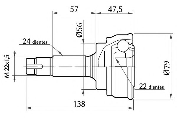 KSH-KOSHIMO 1860.0068022 Шарнирный комплект, приводной вал 