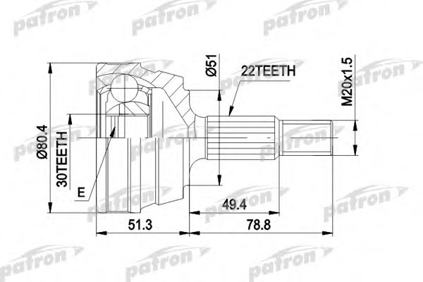 PATRON PCV1004 Шарнирный комплект, приводной вал для VOLKSWAGEN JETTA I (Фольксваген Жэтта и) PATRON PCV1004 Шарнирный комплект, приводной вал для VOLKSWAGEN JETTA I (Фольксваген Жэтта и)