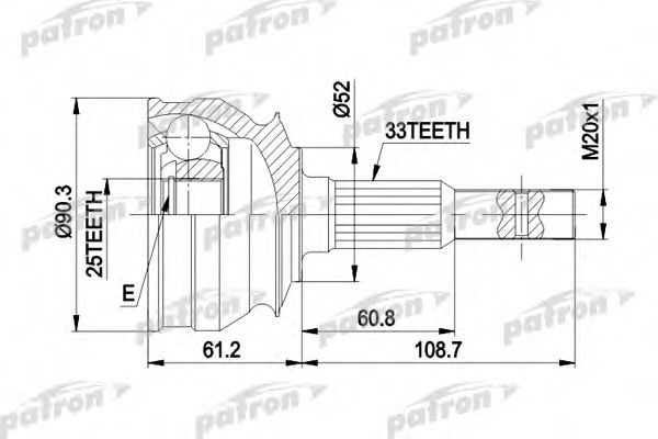 PATRON PCV1008 Шарнирный комплект, приводной вал 