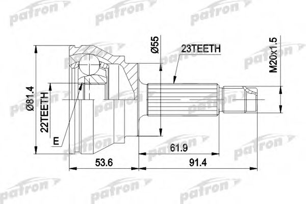 PATRON PCV1014 Шарнирный комплект, приводной вал 