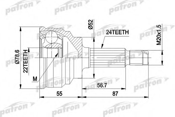 PATRON PCV1024 Шарнирный комплект, приводной вал для MAZDA GLC II (Мазда Глc 2) PATRON PCV1024 Шарнирный комплект, приводной вал для MAZDA GLC II (Мазда Глc 2)