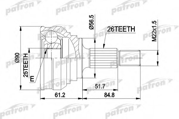 PATRON PCV1025 Шарнирный комплект, приводной вал для AUDI (Ауди) PATRON PCV1025 Шарнирный комплект, приводной вал для AUDI (Ауди)