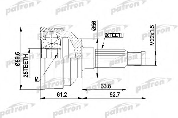PATRON PCV1059 Шарнирный комплект, приводной вал для MAZDA 626 III (Мазда 626 3) PATRON PCV1059 Шарнирный комплект, приводной вал для MAZDA 626 III (Мазда 626 3)