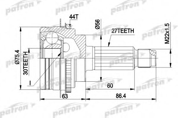 PATRON PCV1084 Шарнирный комплект, приводной вал 