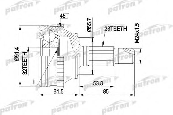 PATRON PCV1090 Шарнирный комплект, приводной вал для ROVER (Ровер) PATRON PCV1090 Шарнирный комплект, приводной вал для ROVER (Ровер)