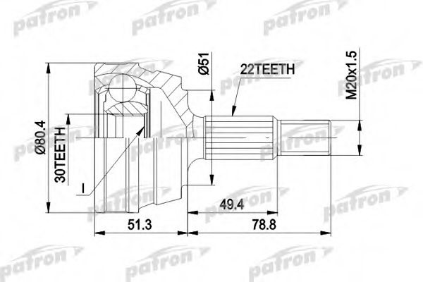 PATRON PCV1096 Шарнирный комплект, приводной вал для AUDI (Ауди) PATRON PCV1096 Шарнирный комплект, приводной вал для AUDI (Ауди)
