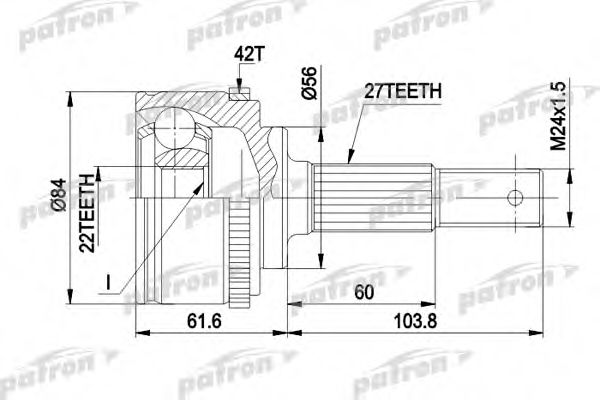 PATRON PCV1165 Шарнирный комплект, приводной вал для NISSAN (Ниссан) PATRON PCV1165 Шарнирный комплект, приводной вал для NISSAN (Ниссан)