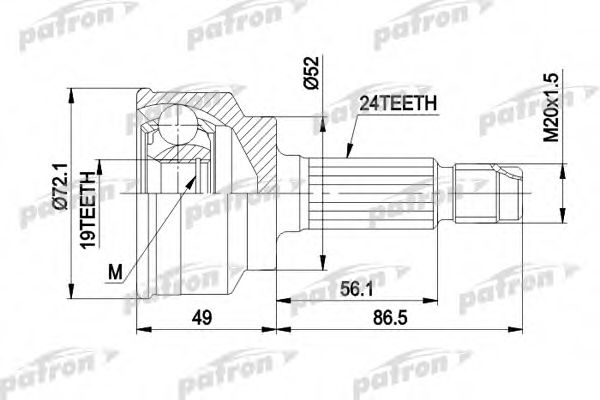 PATRON PCV1171 Шарнирный комплект, приводной вал для KIA (Киа) PATRON PCV1171 Шарнирный комплект, приводной вал для KIA (Киа)