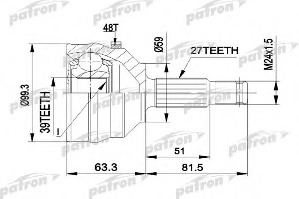 PATRON PCV1224 Шарнирный комплект, приводной вал для PEUGEOT 806 (Пежо 806) PATRON PCV1224 Шарнирный комплект, приводной вал для PEUGEOT 806 (Пежо 806)