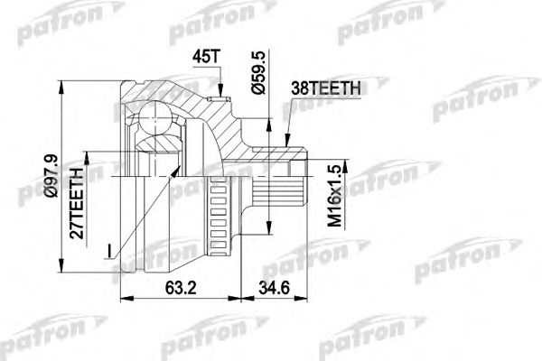 PATRON PCV1267 Шарнирный комплект, приводной вал для AUDI (Ауди) PATRON PCV1267 Шарнирный комплект, приводной вал для AUDI (Ауди)