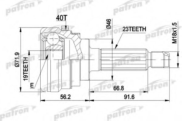 PATRON PCV1280 Шарнирный комплект, приводной вал для CHEVROLET (Шевроле) PATRON PCV1280 Шарнирный комплект, приводной вал для CHEVROLET (Шевроле)