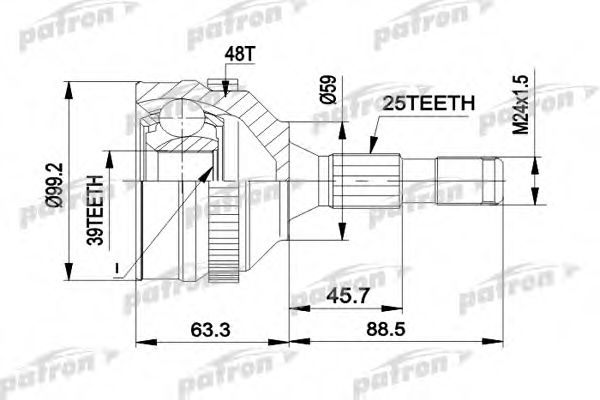 PATRON PCV1281 Шарнирный комплект, приводной вал для CITROëN (Cитроëн) PATRON PCV1281 Шарнирный комплект, приводной вал для CITROëN (Cитроëн)
