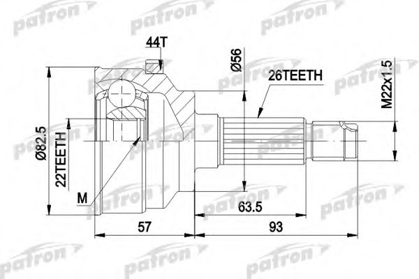 PATRON PCV1398 Шарнирный комплект, приводной вал для KIA (Киа) PATRON PCV1398 Шарнирный комплект, приводной вал для KIA (Киа)