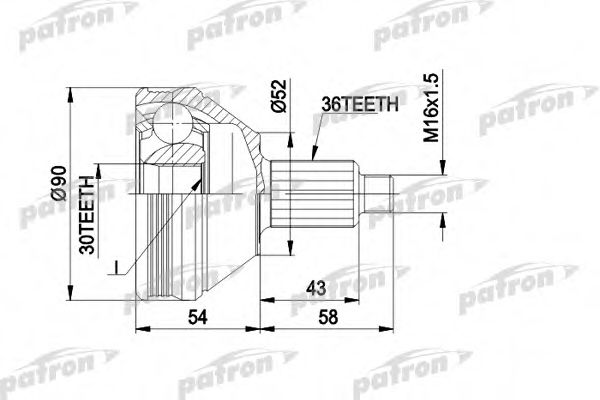 PATRON PCV1414 Шарнирный комплект, приводной вал для SKODA (Шкода) PATRON PCV1414 Шарнирный комплект, приводной вал для SKODA (Шкода)