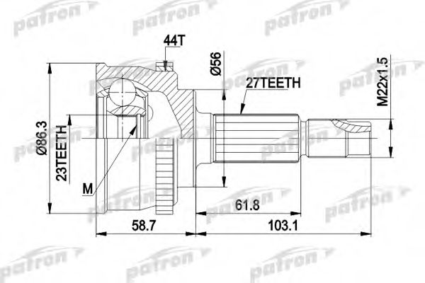 PATRON PCV1508 Шарнирный комплект, приводной вал для NISSAN (Ниссан) PATRON PCV1508 Шарнирный комплект, приводной вал для NISSAN (Ниссан)