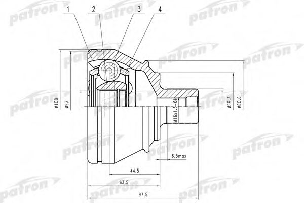 PATRON PCV1552 Шарнирный комплект, приводной вал для AUDI (Ауди) PATRON PCV1552 Шарнирный комплект, приводной вал для AUDI (Ауди)