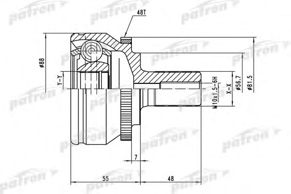 PATRON PCV3560 Шарнирный комплект, приводной вал для VOLVO (Вольво) PATRON PCV3560 Шарнирный комплект, приводной вал для VOLVO (Вольво)