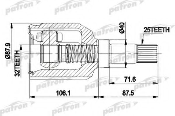 PATRON PCV9937 Шарнирный комплект, приводной вал для CHRYSLER (Крайслер) PATRON PCV9937 Шарнирный комплект, приводной вал для CHRYSLER (Крайслер)