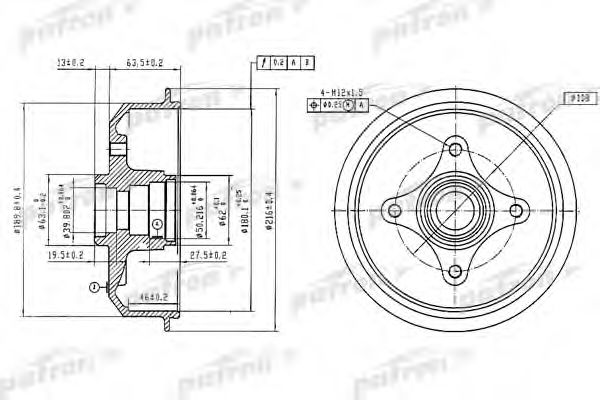 PATRON PDR1054 Тормозной барабан для FORD ESCORT III (Форд Эсcорт 3) PATRON PDR1054 Тормозной барабан для FORD ESCORT III (Форд Эсcорт 3)