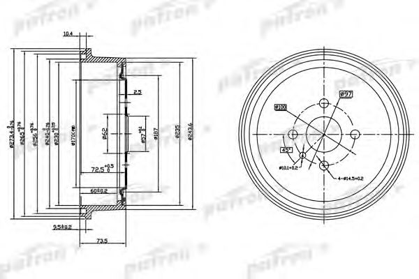 PATRON PDR1122 Тормозной барабан для OPEL OLYMPIA A (Опель Олъмпиа а) PATRON PDR1122 Тормозной барабан для OPEL OLYMPIA A (Опель Олъмпиа а)