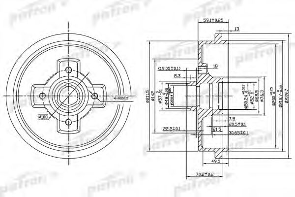 PATRON PDR1208 Тормозной барабан для AUDI 80 (Ауди 80) PATRON PDR1208 Тормозной барабан для AUDI 80 (Ауди 80)