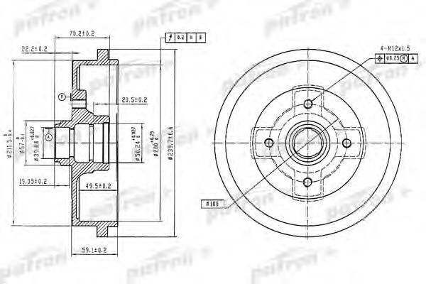 PATRON PDR1404 Тормозной барабан для AUDI 80 (Ауди 80) PATRON PDR1404 Тормозной барабан для AUDI 80 (Ауди 80)