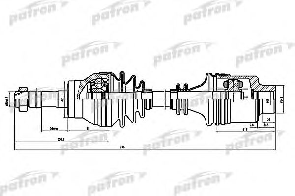 PATRON PDS0094 Приводной вал для MERCEDESBENZ (Мерседес бенц) PATRON PDS0094 Приводной вал для MERCEDESBENZ (Мерседес бенц)