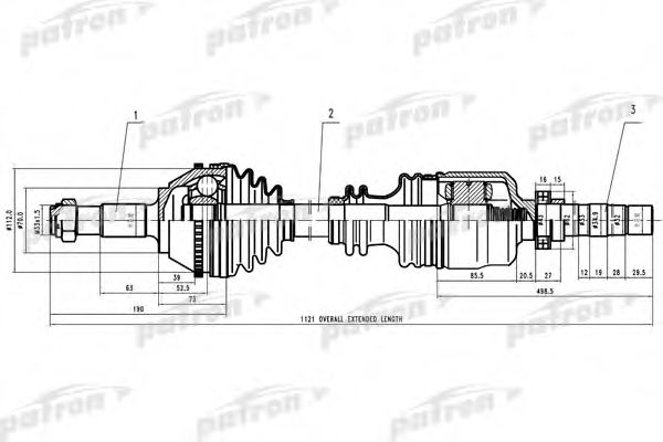 PATRON PDS0161 Приводной вал для CITROëN (Cитроëн) PATRON PDS0161 Приводной вал для CITROëN (Cитроëн)