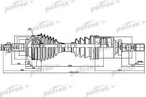 PATRON PDS1408 Приводной вал для OPEL (Опель) PATRON PDS1408 Приводной вал для OPEL (Опель)