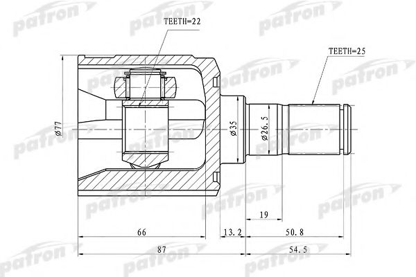 PATRON PCV1010 Шарнирный комплект, приводной вал 